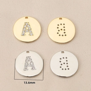 Detailed comparison of 13.6mm gold and silver letter pendants for DIY jewelry making