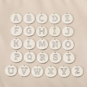 Set of 26 sparkling silver letter pendants with crystals for DIY jewelry making