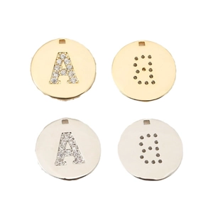 Alphabet DIY jewelry charms with sparkling zircons and minimalist hollow letters in gold and silver