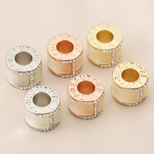 Copper Cylindrical Charm Pendant With Rhinestones And Enamel Letter H Shaped DIY Jewelry Accessory For Bracelet Women