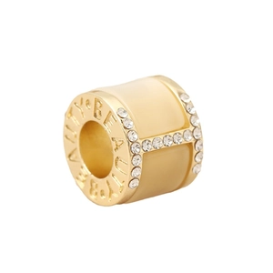 Classic gold-plated H-shaped charm with white crystals and cream enamel finish