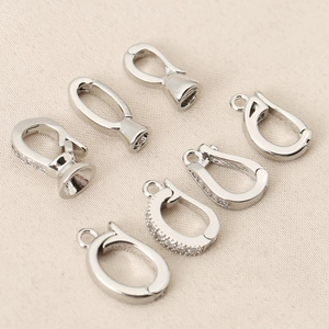 Polished and cubic zirconia paved gold-plated jewelry clasps for DIY necklace making
