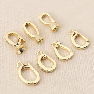 Gold-plated jewelry clasp with cubic zirconia accents for DIY necklace and bracelet crafting