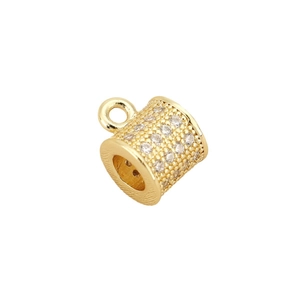 18k vergoldete Pavé-Zirkon Zylinder-Zwischenperle Anhänger für DIY Schmuckherstellung