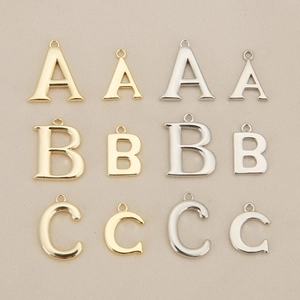 18k gold plated alphabet charms in gold and silver finishes for DIY jewelry making