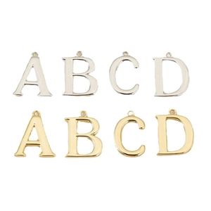 18k gold plated alphabet charms A to D in gold and silver for DIY jewelry making