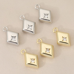 Ruitvormige zirkoon hanger met stervormige zetting voor DIY sieraden in goud en zilver