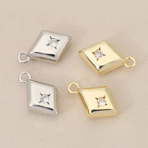 Ruitvormige koperen hanger met zirkoon voor DIY halsketting sieraden maken