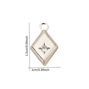 Ruit koperen zirkoon hanger voor DIY sieraden, 1,5x1cm ster-zilveren afwerking bedel