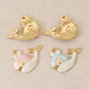 Pendentifs baleine plaqués or 18 carats avec émail coloré et zircon pour bijoux DIY