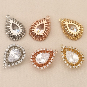 Water drop zircon pendants in gold, rose gold, and silver finishes for jewelry DIY
