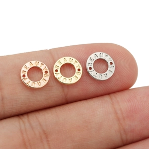 Connettore ad Anello Tondo in Lega Galvanica Con Lettere Beauty Incise Accessori Gioielli Fai da Te per Collane Bracciali Oro Argento Oro Rosa