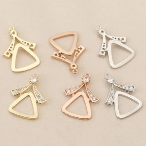 Colgantes geométricos con circonitas bañados en oro de 18K para fabricación de joyería DIY