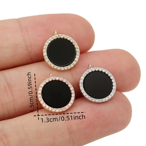 Luxury Copper Round Halo Rhinestone Pendant For DIY Necklace Earring Making Elegant Geometric Charm Golden Silver Rose Gold