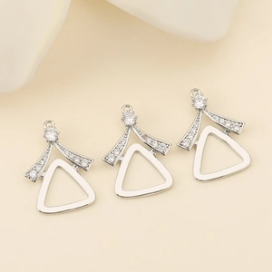 Colgantes geométricos de plata con circonitas para creación de pendientes y collares DIY