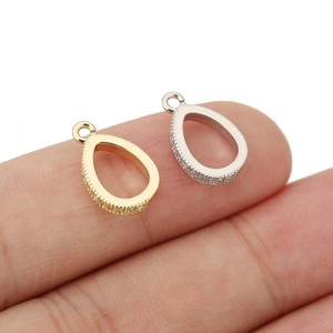 Detail view of 18K gold plated teardrop pendant with cubic zirconia for DIY jewelry