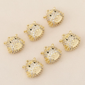 6er-Set Bärenanhänger mit weißem Zirkon für DIY-Schmuck und Ohrringherstellung