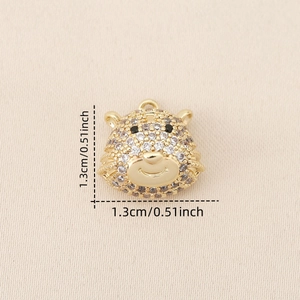 Funkelnder Gold-Bärenanhänger mit Pavé-Kristallen und schwarzen Edelsteinaugen, 1,3 cm