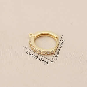 Vergulde 1,2cm huggie oorbel met micro-zirkonia en klein oogje voor DIY-sieraden maken