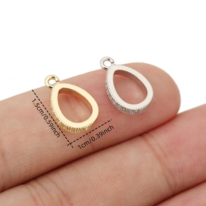 Electroplated Copper Teardrop Pendant Connector With Zirconia For DIY Necklace Bracelet Earrings Jewelry Making Findings