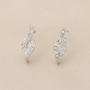 Boucles d'oreilles en S plaquées or 18K avec double rangée de zircons micro-pavés