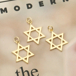 Three-piece 18K gold plated hollow hexagram star pendants for DIY jewelry making