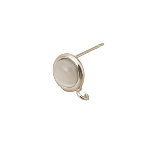 18k gold plated earring post base with half round opal stone and hanging loop