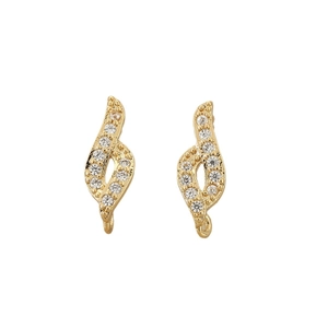 Paire de pendants d'oreilles en forme de vague plaqués or 18 carats avec zircons