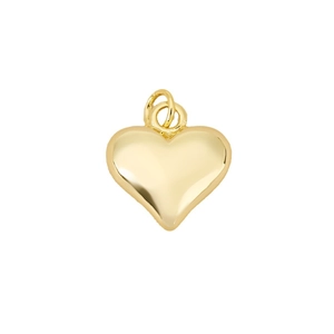 Polished heart pendant in 18k gold plating with dual connector rings for DIY necklaces