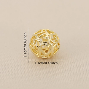 18k gold plated hollow heart bead 1.1cm spacer bead for DIY jewelry making