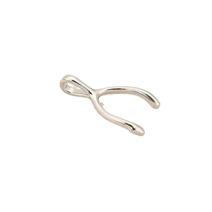 Polished silver wishbone pendant in a twig shape for DIY jewelry necklace making