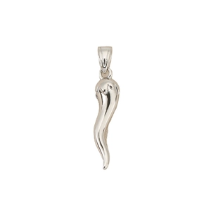 Pendentif piment en argent poli en forme de corne avec finition brillante