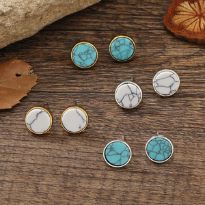 Bohemian Runde Türkis Ohrstecker Vintage Legierung Geometrische Marmor Stein Schmuck Mit Edelstahl Ohrstecker-Stift Damen