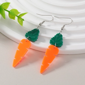 Mignons Boucles d'Oreilles Pendantes en Acrylique en Forme de Carotte pour Femmes Bijoux de Pâques Avec Tige en Acier Inoxydable