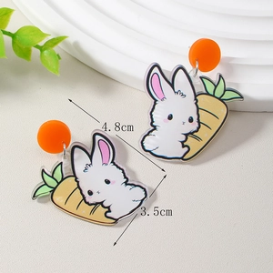 Schattige Pasen acryl konijn en wortel oorbellen van 4,8 cm bij 3,5 cm voor dames
