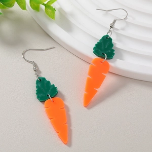Boucles d'oreilles asymétriques chic carotte en acrylique pour Pâques pour femmes