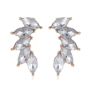Elegant marquise-cut crystal wing stud earrings in rose gold finish for women