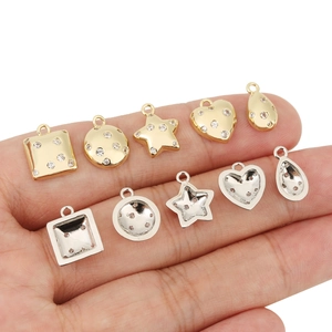 Micro zircon paved gold and silver star heart charms for DIY jewelry making