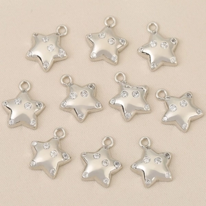 Star-shaped pendants with zircons in 18k gold plating for DIY jewelry making
