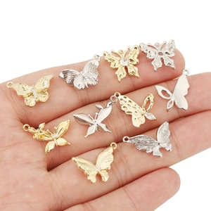 Pendentifs papillon dorés et argentés avec zircons pour la création de bijoux DIY