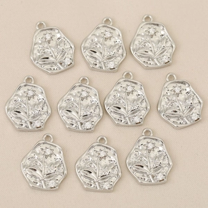 Set di 10 ciondoli a fiore in argento con zirconi per la creazione di gioielli