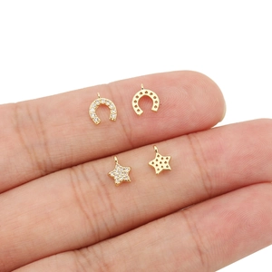 U-shaped horseshoe and star pendants in 18k gold plating with zircon for DIY jewelry