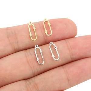 18k gold plated twisted safety pin pendant with zircon for DIY jewelry making