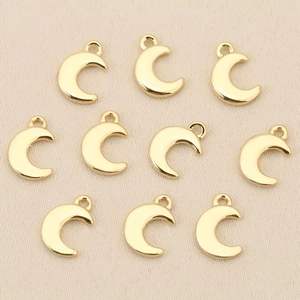 Set of 10 gold plated crescent moon charms for DIY jewelry making and craft supplies