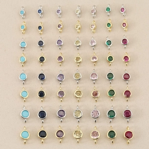 Round Zirconia Copper Gold Plated Double Loop Connector Charms For DIY Necklace Bracelet Jewelry Making Craft Findings