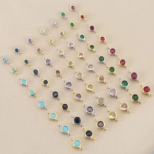 18k gold plated round zircon connectors in various colors for DIY jewelry making