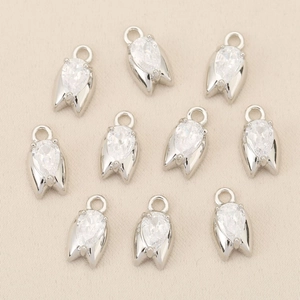18k gold plated flower tulip pendants with pear-cut zircon for jewelry making