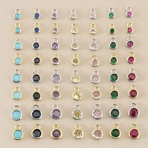Runder Kupfer Geburtsstein Anhänger Ohne Kette Gold Silber Vergoldet Zirkonia Charm Für DIY Schmuck Halskette Handwerk
