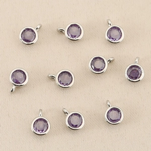 Set di 10 ciondoli in zircone viola placcati in argento per gioielli fai-da-te e hobby