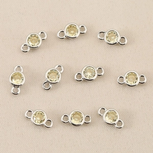 Detail of 10 round 18k gold plated zircon connectors for DIY jewelry making